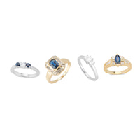 Vintage Rings - 18kt Yellow Gold Marquise Sapphire and Diamond Ring