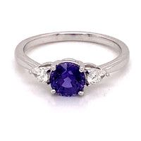 18k White Gold Purple Sapphire 3 Stone Ring - Thomas Laine Jewelry