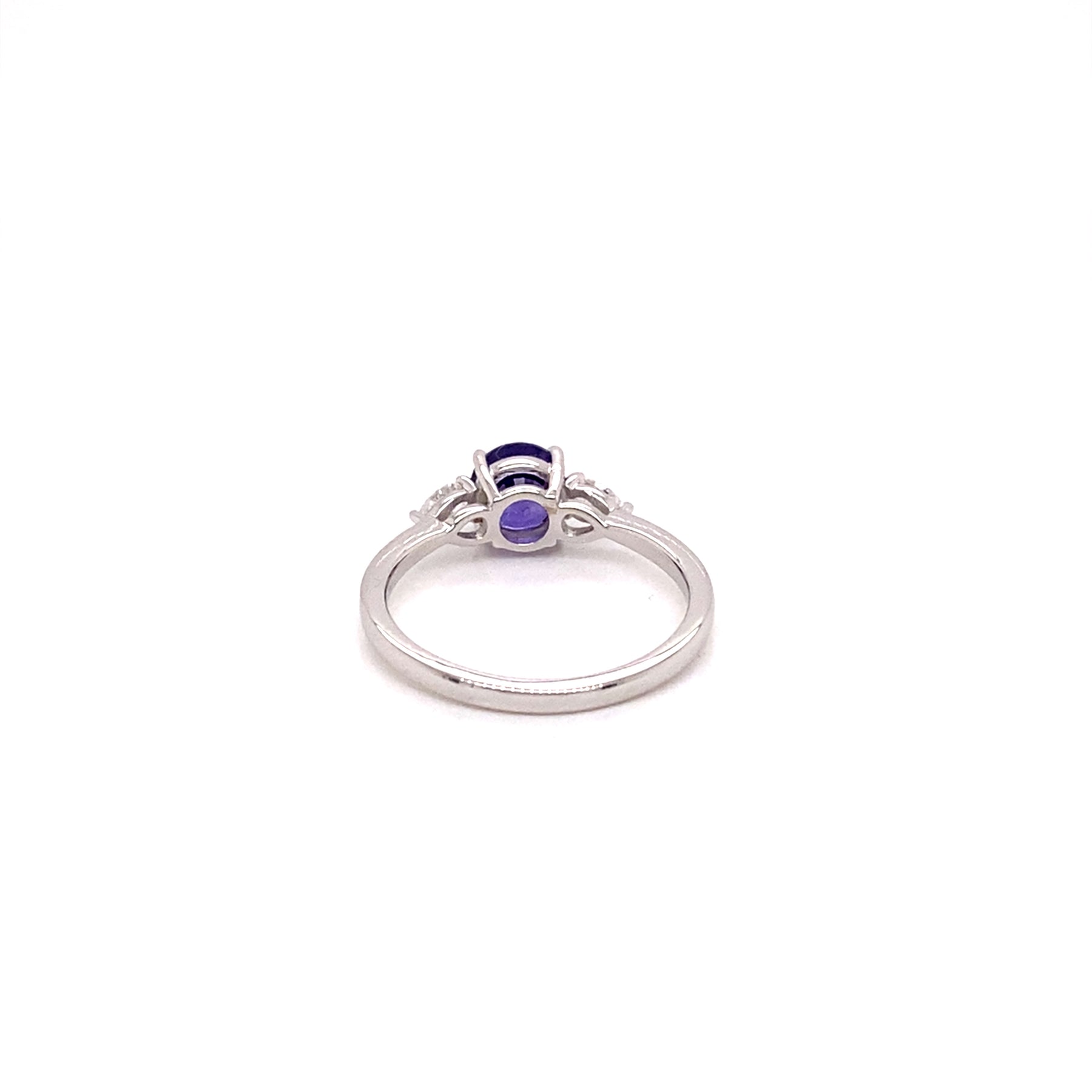 18k White Gold Purple Sapphire 3 Stone Ring - Thomas Laine Jewelry