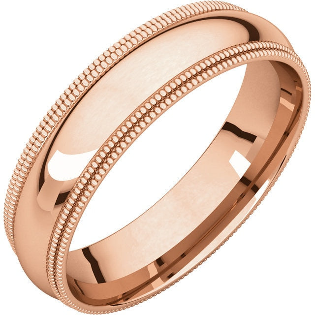 5mm Double Milgrain Comfort Fit Wedding Band - Thomas Laine Jewelry