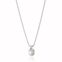 14k White Gold Oscar Collection 11-13mm White South Sea Pearl And Diamond Pendant