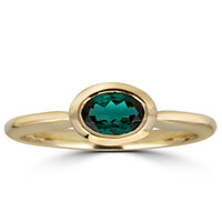 Small Tourmaline Oval Horizontal Bezel Ring - Thomas Laine Jewelry