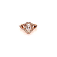 video 14K Rose Gold Split Shank Pear Cut Moissanite Engagement RIng - Thomas Laine Jewelry
