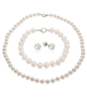 Freshwater Pearl Set – Necklace Bracelet Earrings - Thomas Laine Jewelry