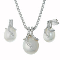 14K White Gold Oscar Collection South Sea Pearl and Diamond Set