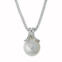 Oscar Collection 11-13mm White South Sea Pearl And Diamond Pendant