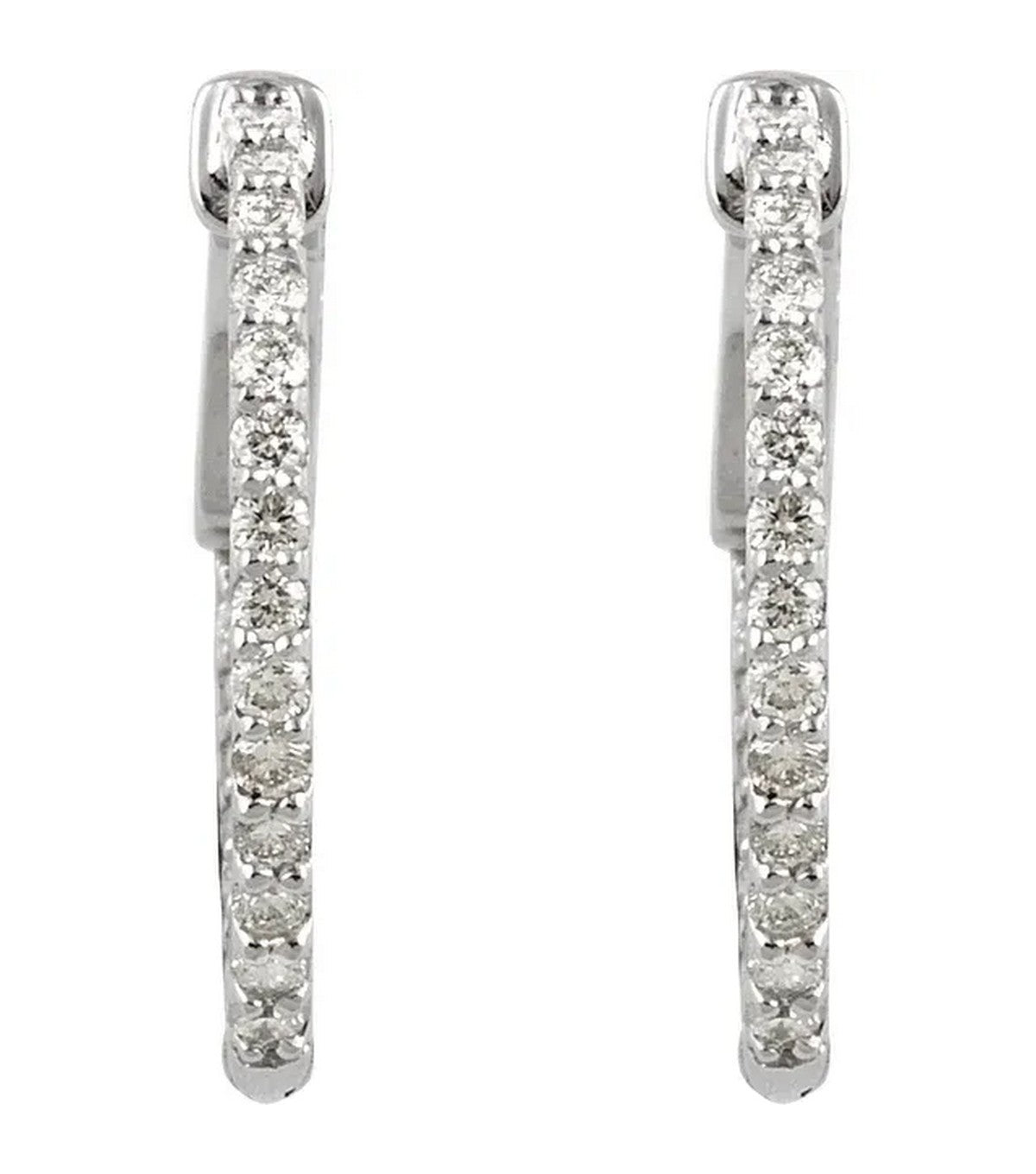 Gold 0.5 CTW Diamond Inside-Outside 19mm Hoop Earrings - Thomas Laine Jewelry