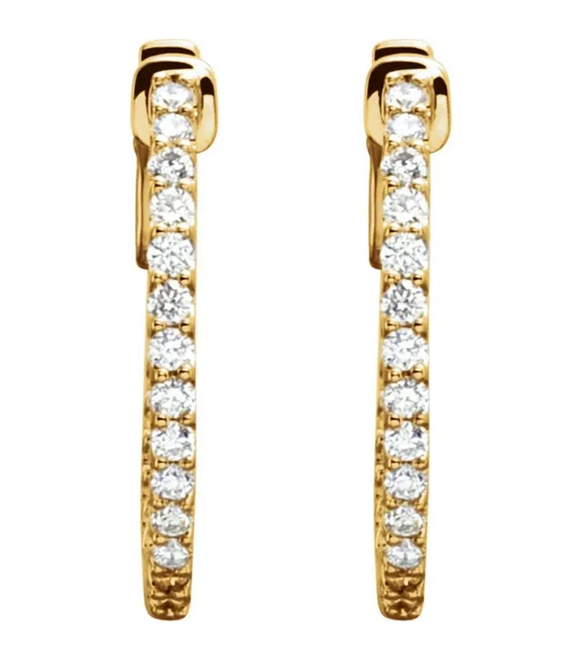 Gold 0.5 CTW Diamond Inside-Outside 19mm Hoop Earrings - Thomas Laine Jewelry