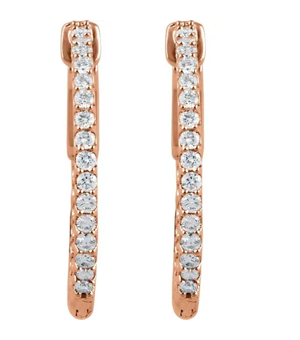 Gold 3/4 CTW Diamond Inside-Outside 23 mm Hoop Earrings - Thomas Laine Jewelry