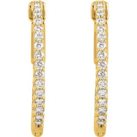 Gold 3/4 CTW Diamond Inside-Outside 23 mm Hoop Earrings - Thomas Laine Jewelry