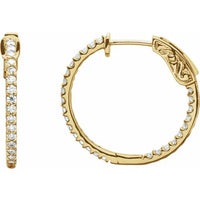 Gold 3/4 CTW Diamond Inside-Outside 23 mm Hoop Earrings - Thomas Laine Jewelry