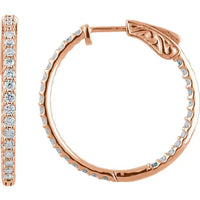 Gold 1 CTW Diamond Inside-Outside 26.5 mm Hoop Earrings - Thomas Laine Jewelry