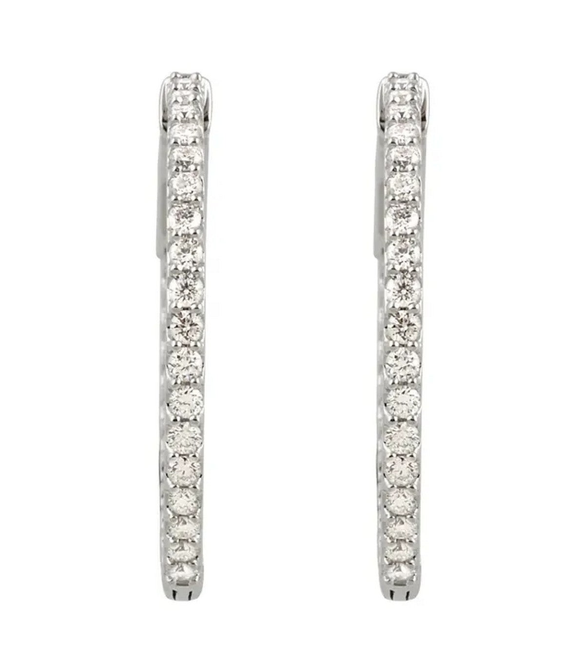 Gold 1 CTW Diamond Inside-Outside 26.5 mm Hoop Earrings - Thomas Laine Jewelry