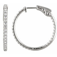 Gold 1 CTW Diamond Inside-Outside 26.5 mm Hoop Earrings - Thomas Laine Jewelry