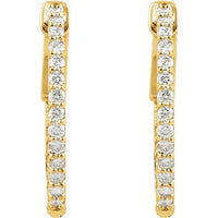 Gold 1 CTW Diamond Inside-Outside 26.5 mm Hoop Earrings - Thomas Laine Jewelry