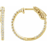 Gold 1 CTW Diamond Inside-Outside 26.5 mm Hoop Earrings - Thomas Laine Jewelry