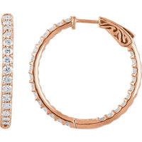 Gold 2 CTW Diamond Inside-Outside 29.5 mm Hoop Earrings - Thomas Laine Jewelry