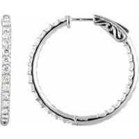 Gold 2 CTW Diamond Inside-Outside 29.5 mm Hoop Earrings - Thomas Laine Jewelry