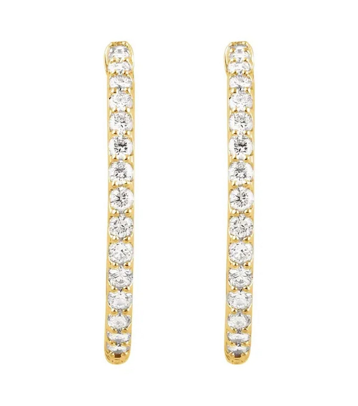 Gold 2 CTW Diamond Inside-Outside 29.5 mm Hoop Earrings - Thomas Laine Jewelry