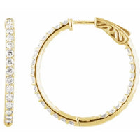Gold 2 CTW Diamond Inside-Outside 29.5 mm Hoop Earrings - Thomas Laine Jewelry