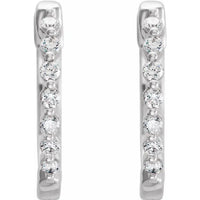 Gold Diamond 15.25 mm Hoop Earrings - Thomas Laine Jewelry