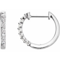 Gold Diamond 15.25 mm Hoop Earrings - Thomas Laine Jewelry