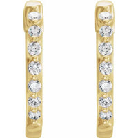 Gold Diamond 15.25 mm Hoop Earrings - Thomas Laine Jewelry