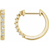 Gold Diamond 15.25 mm Hoop Earrings - Thomas Laine Jewelry