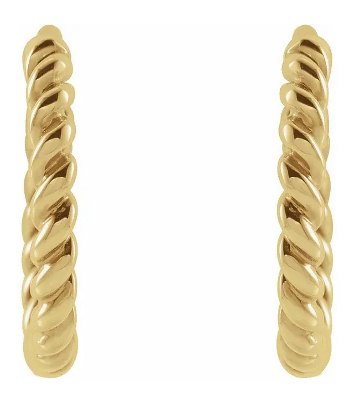 14k Gold Twisted Rope 11 mm Hoop Earrings - Thomas Laine Jewelry