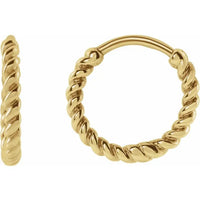 14k Gold Twisted Rope 11 mm Hoop Earrings - Thomas Laine Jewelry