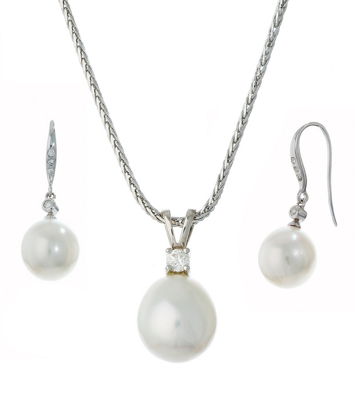White South Sea Pearl and Diamond Set - Thomas Laine Jewelry