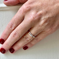 Stacked 18k Gold Skinny Double Diamond Baguette Rings in white and yellow gold