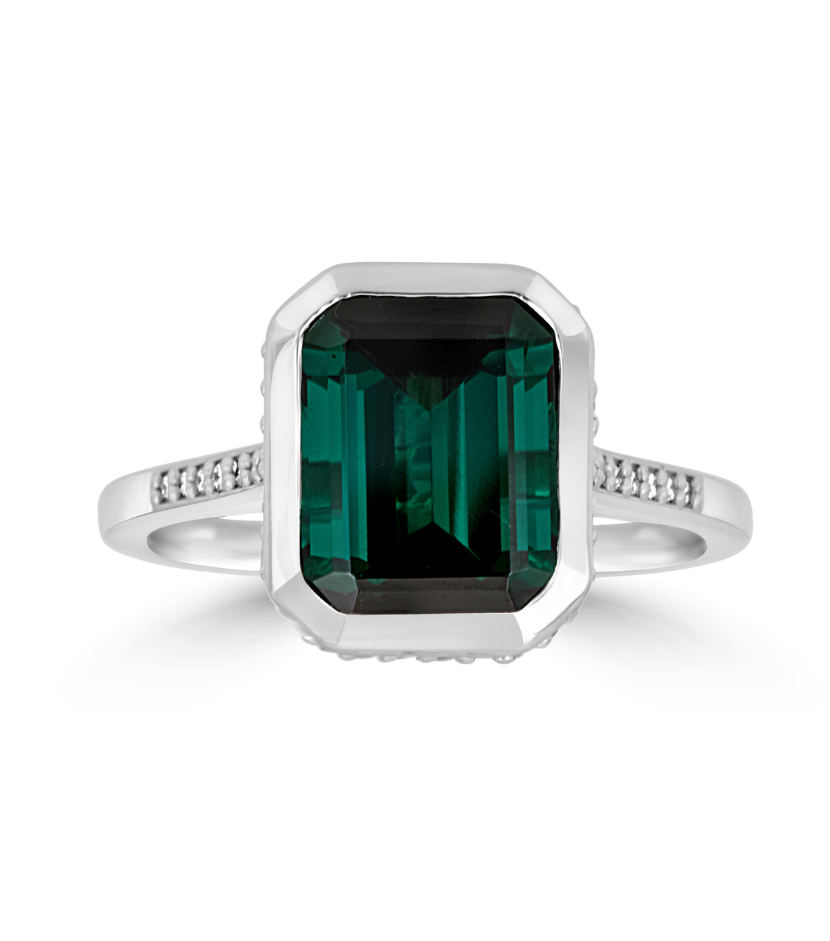 Green Tourmaline Emerald Cut Ring - Thomas Laine Jewelry