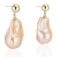14k Yellow Gold Double Bubble Baroque Pearl Earrings - Thomas Laine Jewelry
