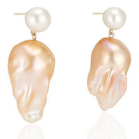 Double Bubble Golden Baroque Pearl Earrings - Thomas Laine Jewelry