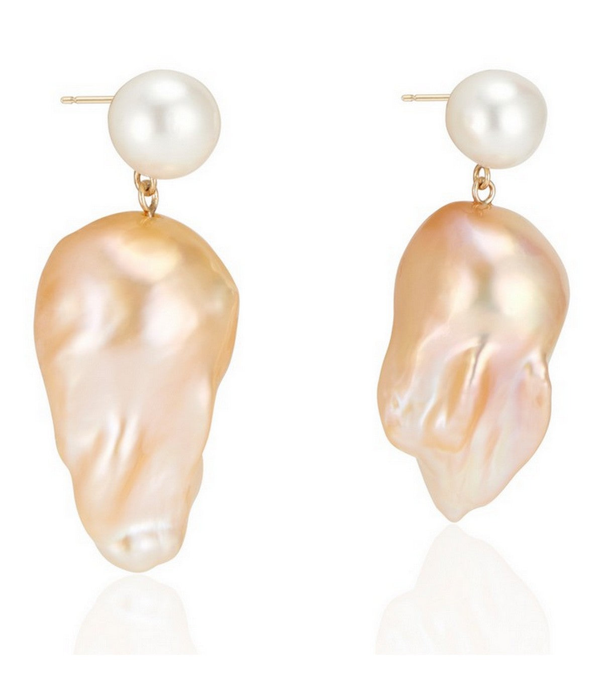 Double Bubble Golden Baroque Pearl Earrings - Thomas Laine Jewelry