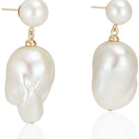 Double Bubble White Baroque Pearl Earrings - Thomas Laine Jewelry