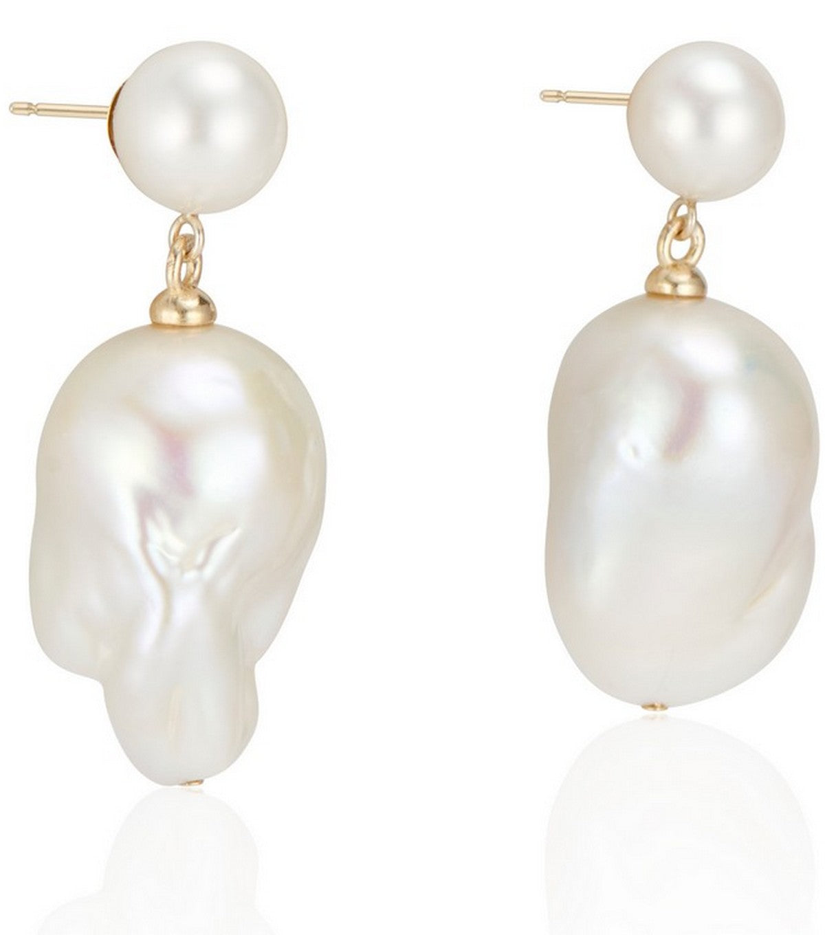 Double Bubble White Baroque Pearl Earrings - Thomas Laine Jewelry