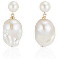 Double Bubble White Baroque Pearl Earrings - Thomas Laine Jewelry