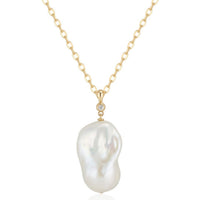14K Large Baroque Pearl and Diamond Pendant - Thomas Laine Jewelry