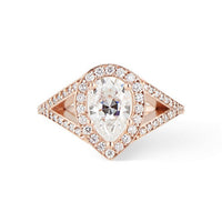 Split Shank Pear Cut Moissanite Engagement RIng - Thomas Laine Jewelry