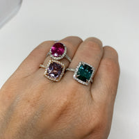 18K Rose Gold Diamond Halo 3ct Lavender Spinel Ring - Thomas Laine Jewelry