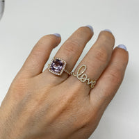 18K Rose Gold Diamond Halo 3ct Lavender Spinel Ring - Thomas Laine Jewelry