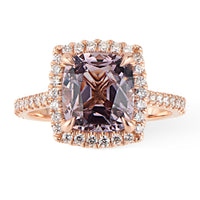 18K Rose Gold Diamond Halo 3ct Lavender Spinel Ring - Thomas Laine Jewelry