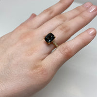 Model View -18K Yellow Gold Diamond 3ct Smoky Teal Spinel Ring