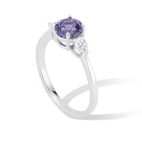18k White Gold Purple Sapphire 3 Stone Ring - Thomas Laine Jewelry