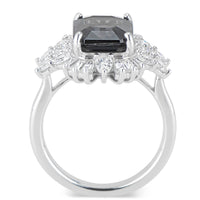 18k LOLA Deco Inspired Black Spinel and Diamond Ring - side profile