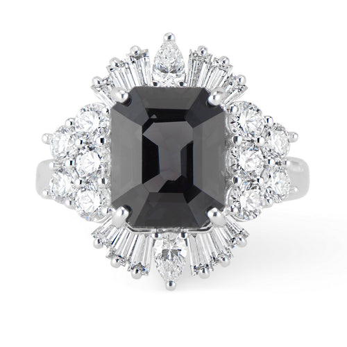 18k LOLA Deco Inspired Black Spinel and Diamond Ring - Thomas Laine Jewelry