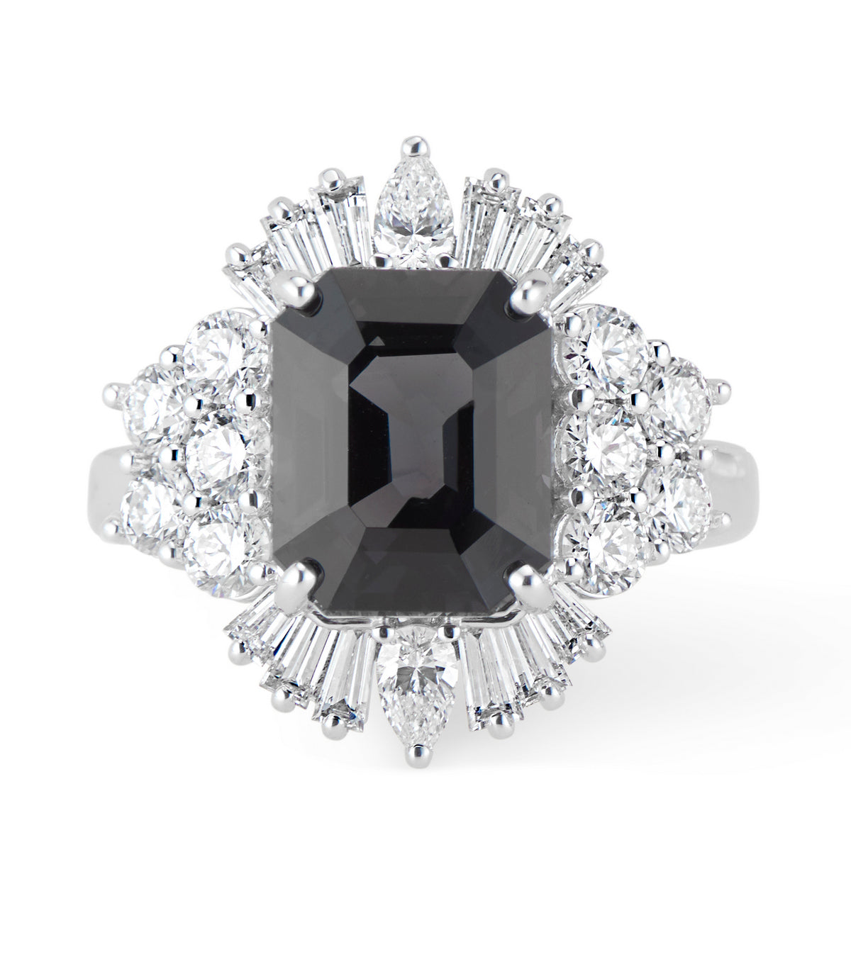 18k LOLA Deco Inspired Black Spinel and Diamond Ring - Thomas Laine Jewelry