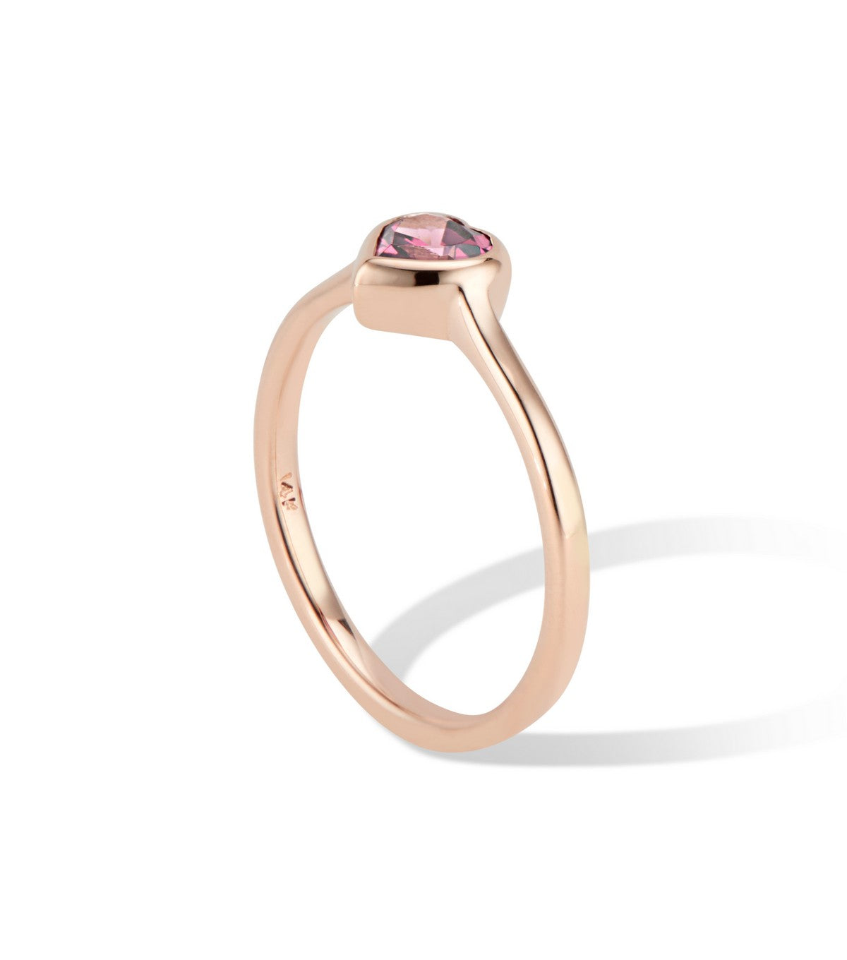 Gold Heart Ring with Rhodolite Garnet - Thomas Laine Jewelry